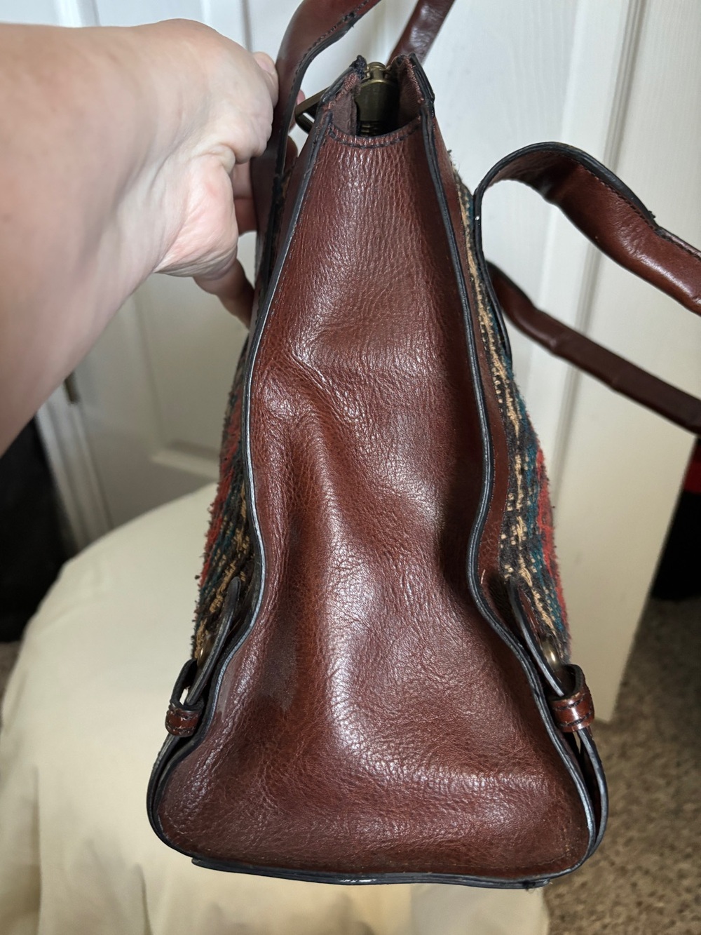 Fossil Large Canvas and Leather Satchel - Picture 7 of 14